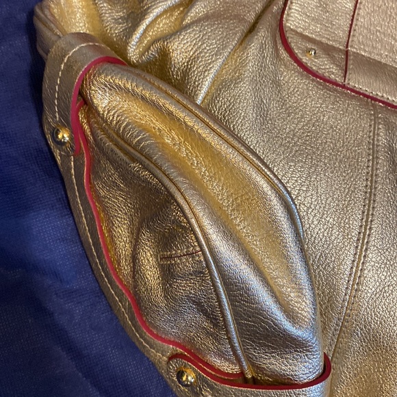 Dooney & Burke RARE Pink Trimmed Gold Bag - Picture 7 of 15